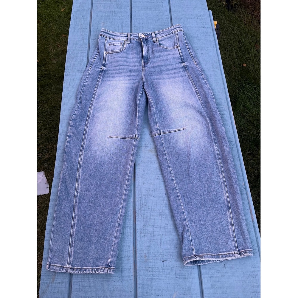 Risen Jeans Light Wash Wide Leg Seam Detail Denim Size 9/29 RDP5901